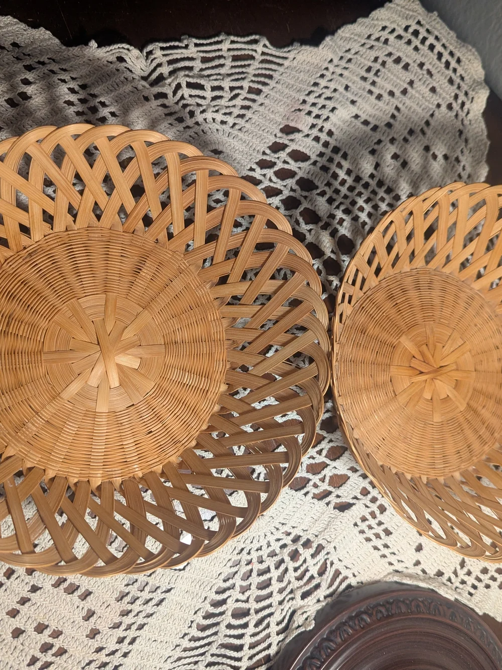 Rattan Bamboo Like Natural Woven Decorative Baskets - Tan